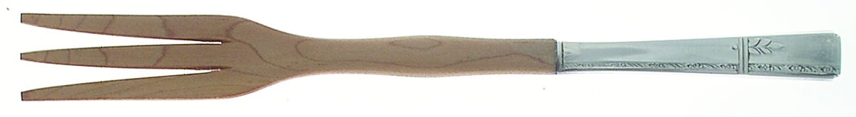 Grenoble (Silverplate, 1938) Salad Serving Fork with Wooden Prongs by Oneida Silver-1
