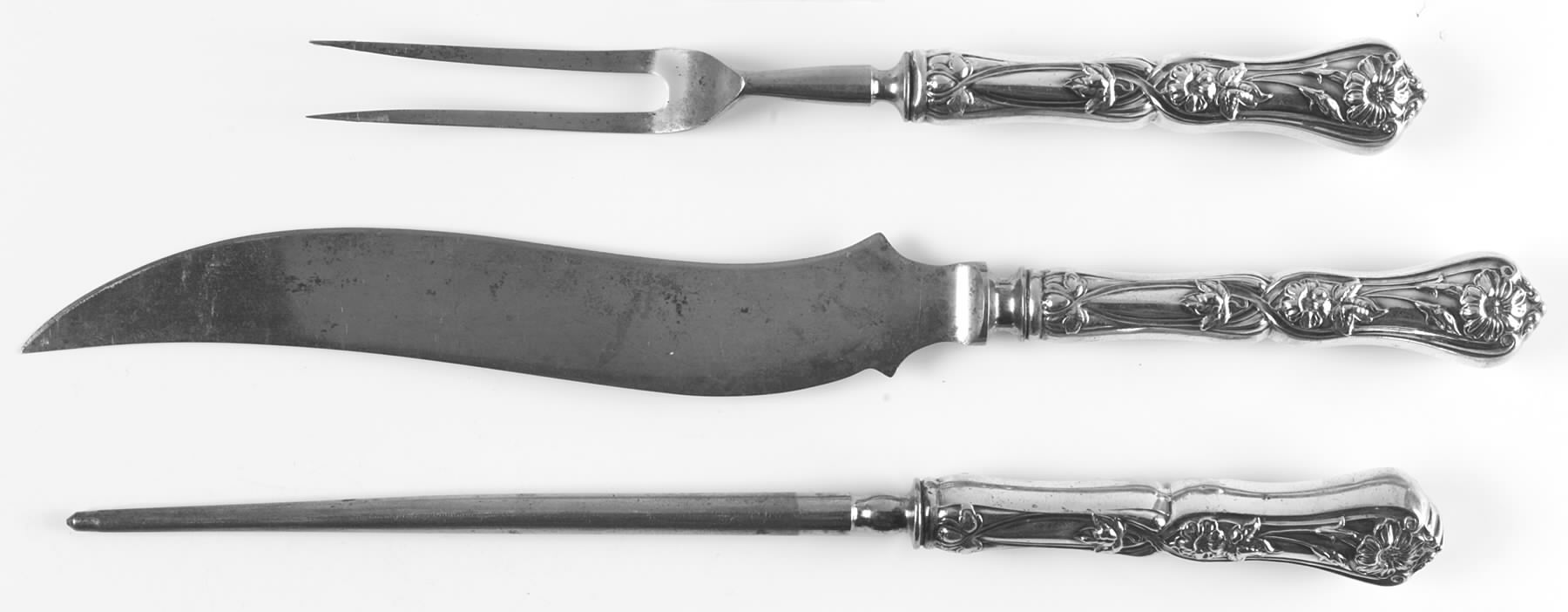 Grenoble-Gloria (Silverplate, 1906) Large 3-Piece Roast Carving Set w/ Stainless Blade by Oneida Silver-1