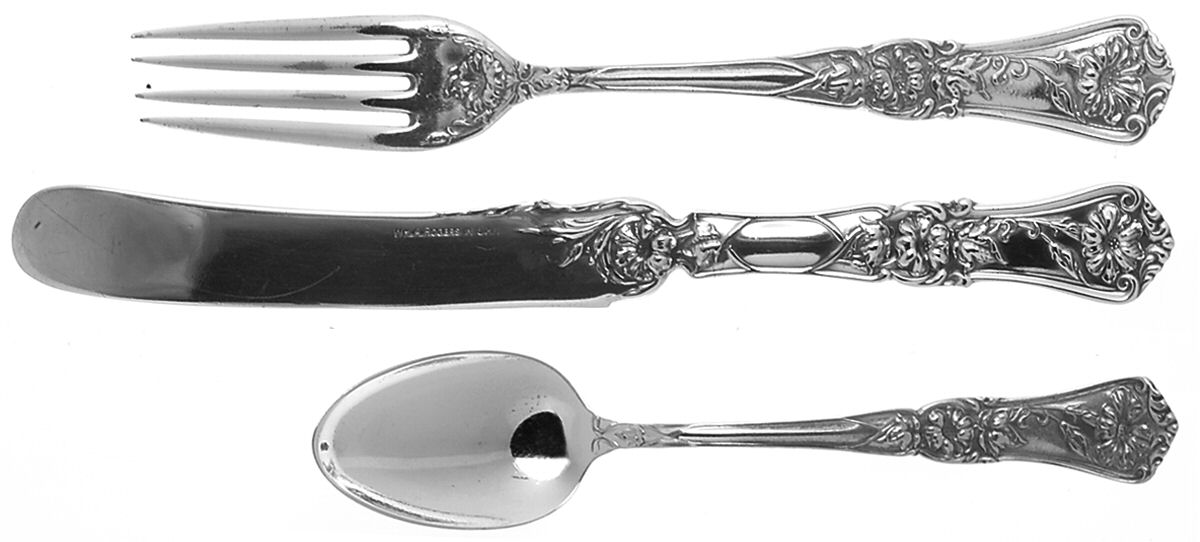 Grenoble-Gloria (Silverplate, 1906) (3 Pc) Youth Set (Solid Knife, Fork & Spoon) by Oneida Silver-1