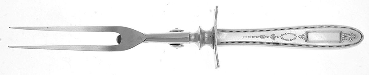 Grosvenor (Silverplate, 1921, No Monograms) Small Steak Carving Fork with Stainless Prongs by Oneida Silver-1