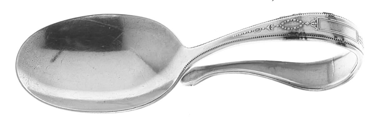 Grosvenor (Silverplate, 1921, No Monograms) Curved Handle Baby Spoon by Oneida Silver-1
