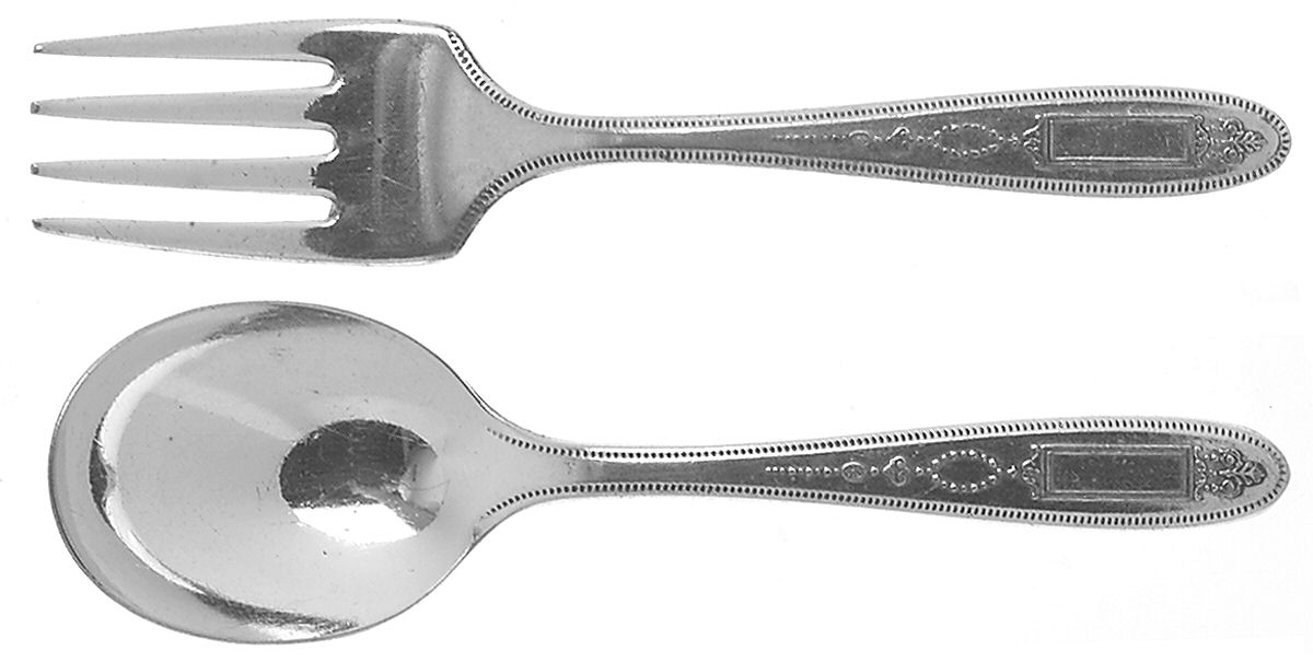Grosvenor (Silverplate, 1921, No Monograms) 2 Pc Baby Set (BF, BS) by Oneida Silver-1