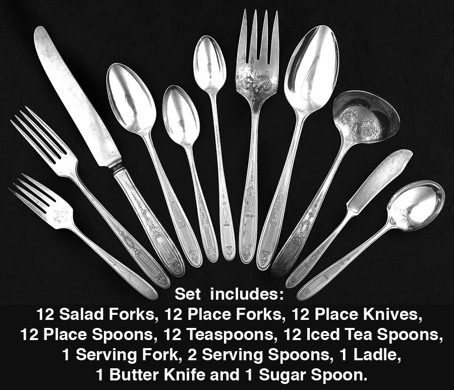 Grosvenor (Silverplate, 1921, No Monograms) 78 Piece Set by Oneida Silver-1