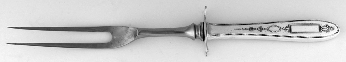 Grosvenor (Silverplate, 1921, No Monograms) Small Steak Carving Fork with Stainless Prongs by Oneida Silver-1