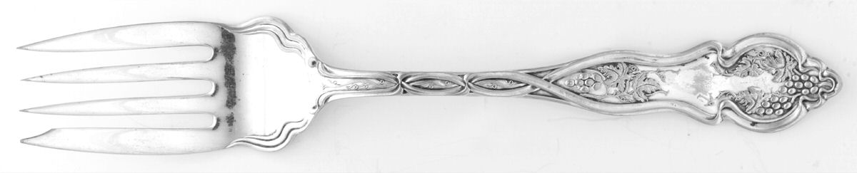 Grape-Vineyard (Non Variation, Silverplate, 1906) Medium Solid Cold Meat Serving Fork by Oneida Silver-1