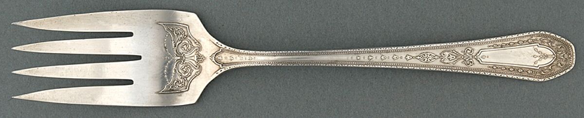 Hampton Court (Silverplate, 1926, Wreath) Medium Solid Cold Meat Serving Fork by Oneida Silver-1