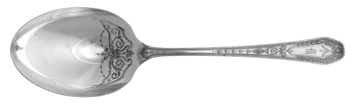 Hampton Court (Silverplate, 1926, Wreath) Monogram Solid Smooth Casserole Spoon by Oneida Silver-1