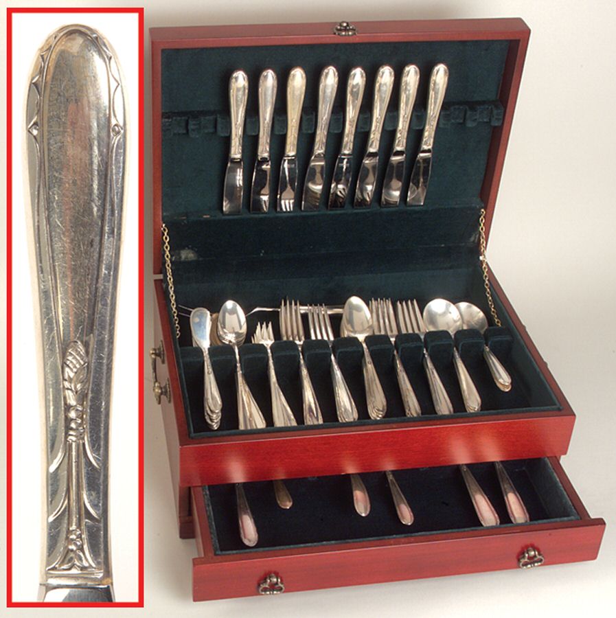 Heiress (Sterling, 1942, No Monograms) 72 Piece Set by Oneida Silver-1