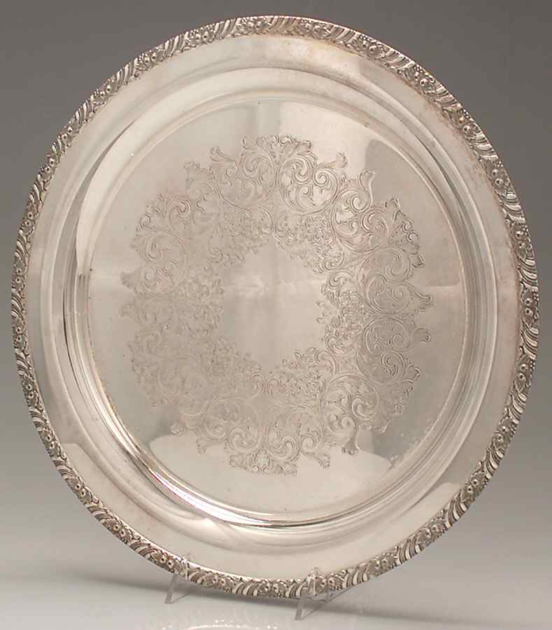 Henley (Silverplate, Hollowware) Large Round Silverplate Tray by Oneida Silver-1