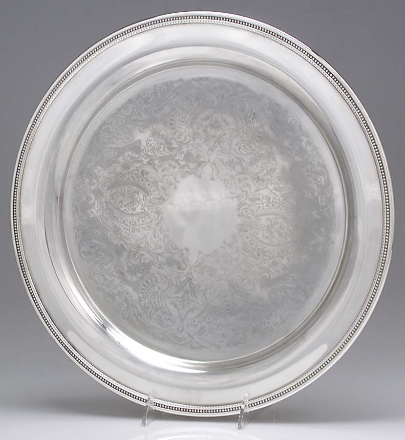 Jefferson (Silverplate, Hollowware) Medium Round Silverplate Tray by Oneida Silver-1