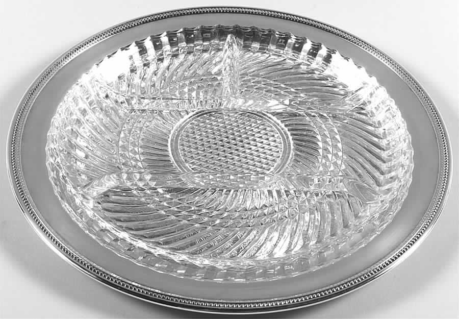 Jefferson (Silverplate, Hollowware) Relish with Glass Liner by Oneida Silver-1