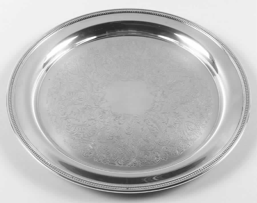 Jefferson (Silverplate, Hollowware) Small Round Silverplate Tray by Oneida Silver-1