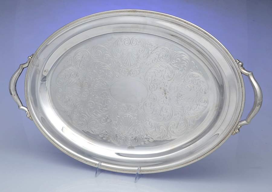 Jefferson (Silverplate, Hollowware) Large Silverplate Waiter Tray by Oneida Silver-1