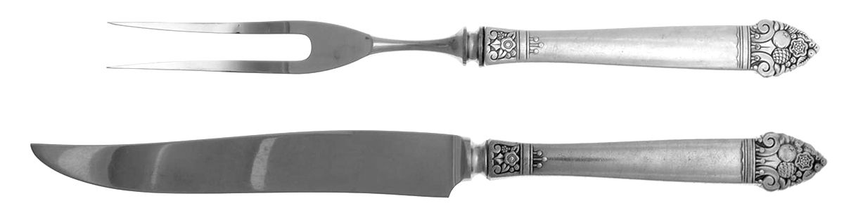 King Cedric (Silverplate, 1933, No Monogram) Small Stainless Blade 2-Piece Steak Carving Set by Oneida Silver-1