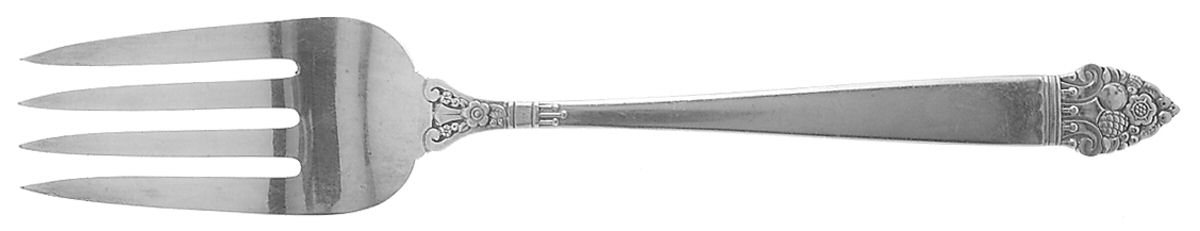 King Cedric (Silverplate, 1933, No Monogram) Medium Solid Cold Meat Serving Fork by Oneida Silver-1