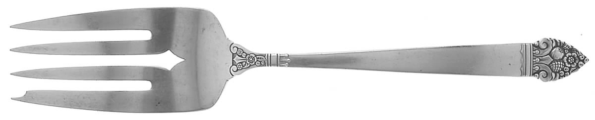 King Cedric (Sterling, 1949) Medium Solid Cold Meat Serving Fork by Oneida Silver-1