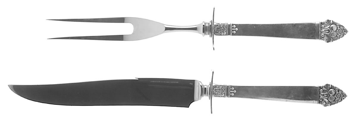 King Cedric (Sterling, 1949) Small Steak 2-Piece Carving Set w/Stainless Blade by Oneida Silver-1