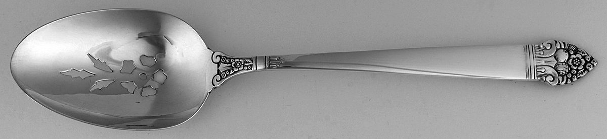 King Cedric (Sterling, 1949) Pierced Tablespoon (Serving Spoon) by Oneida Silver-1