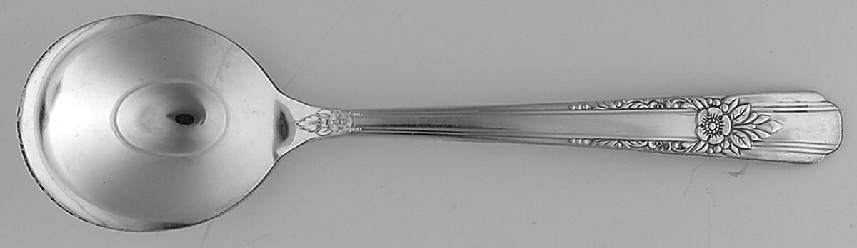 La Rose (Silverplate, 1938) Round Bowl Soup Spoon (Gumbo) by Oneida Silver-1