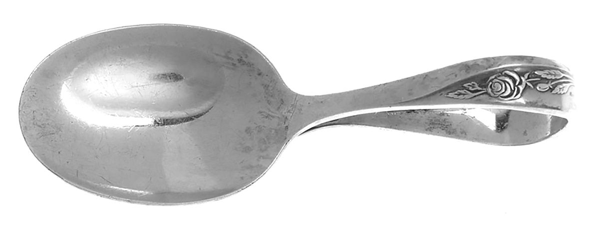 Lasting Rose (Stainless) Curved Handle Baby Spoon by Oneida Silver-1