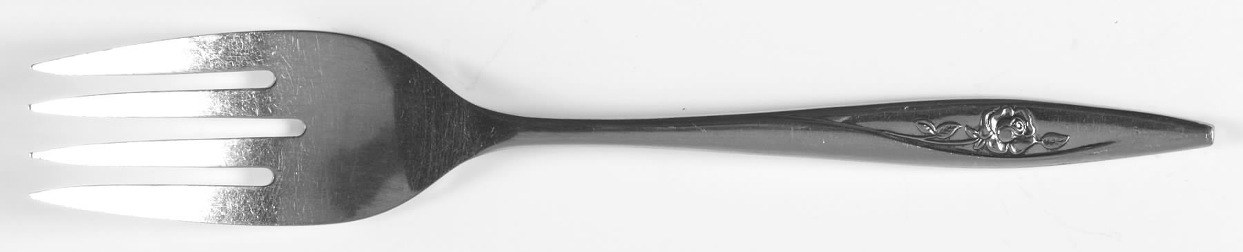 Lasting Rose (Stainless) Medium Solid Cold Meat Serving Fork by Oneida Silver-1