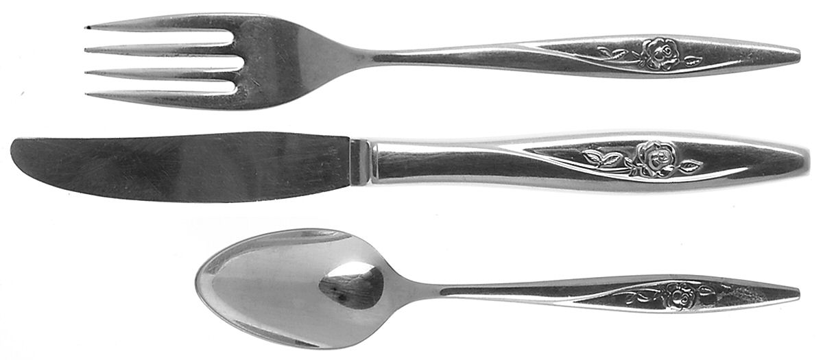 Lasting Rose (Stainless) 3-Piece Youth Set (Knife, Fork & 5 O'Clock Spoon) by Oneida Silver-1