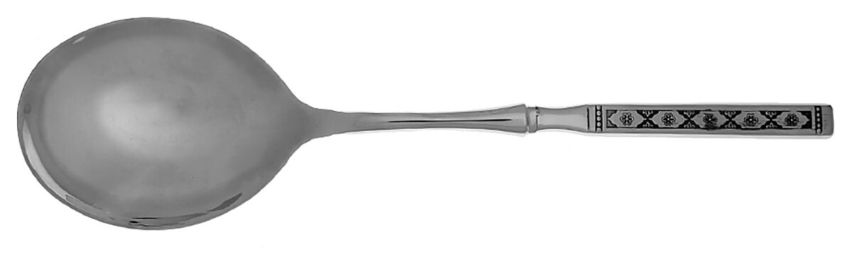 Lisbon (Stainless, Black Accent) Casserole Spoon with Smooth Stainless Bowl HC by Oneida Silver-1