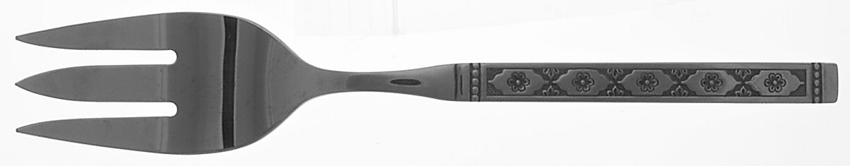 Lisbon (Stainless, Black Accent) Medium Solid Cold Meat Serving Fork by Oneida Silver-1
