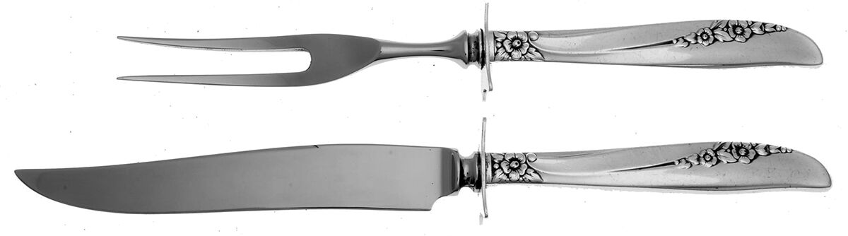 Lilac Time (Silverplate, 1957) Small Stainless Blade 2-Piece Steak Carving Set by Oneida Silver-1