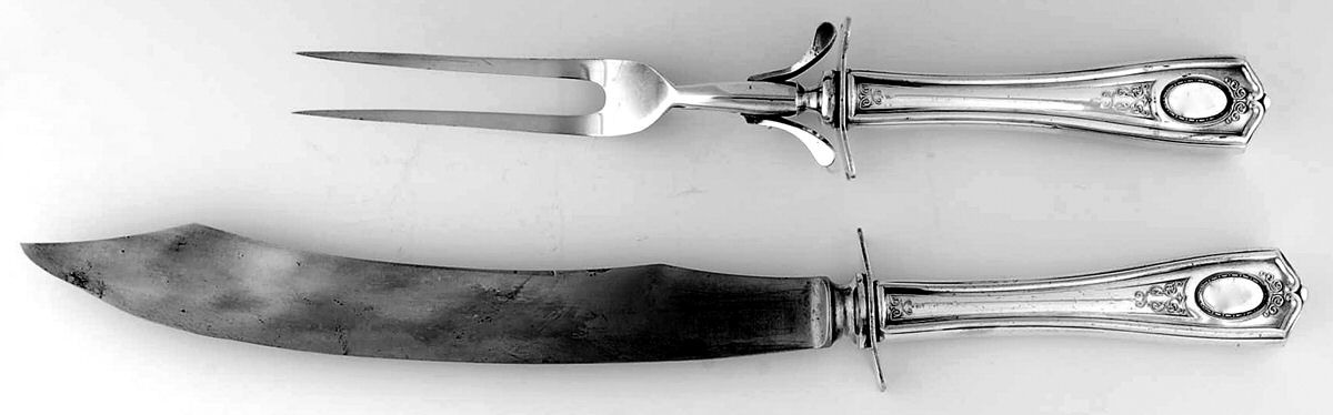Louis XVI (Silverplate, 1911) Large 2-Piece Roast Carving Set w/Stainless Blade by Oneida Silver-1
