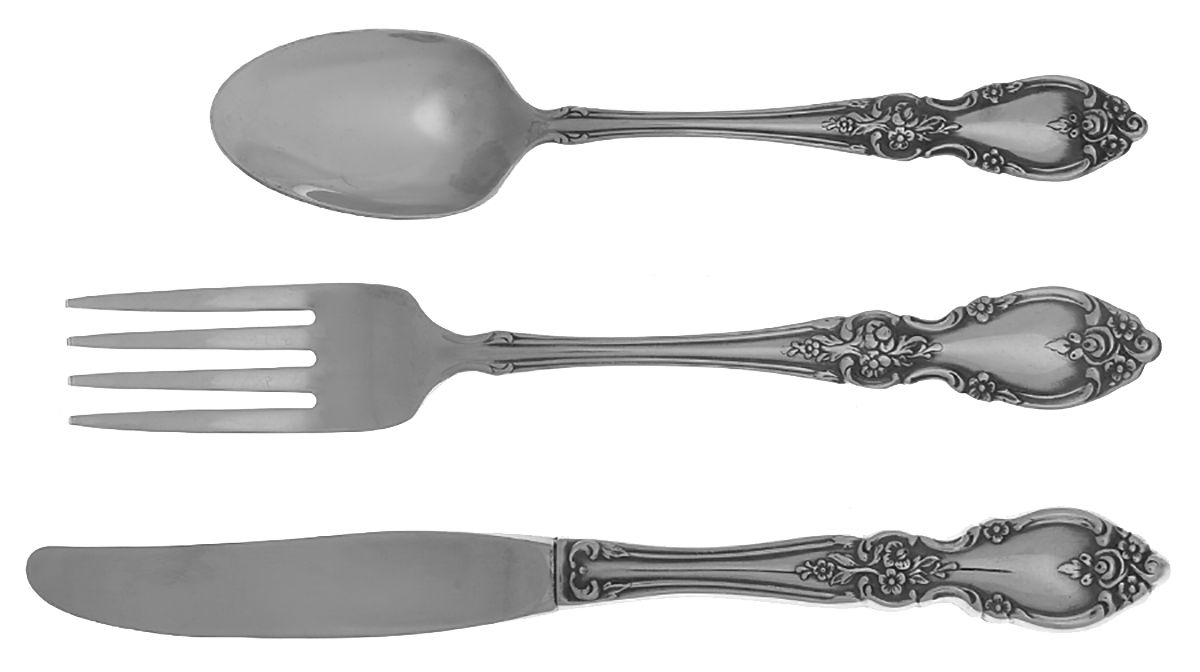 Louisiana (Stainless) 3-Piece Youth Set (Knife, Fork & 5 O'Clock Spoon) by Oneida Silver-1