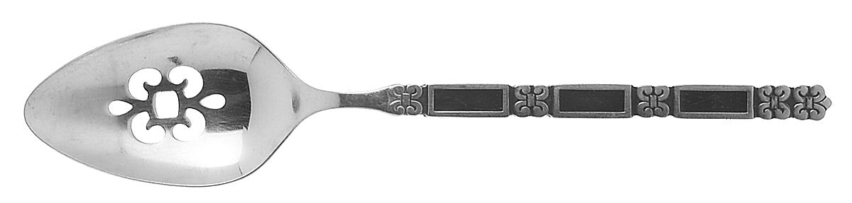 Madrid-Black Accent (Stainless) Pierced Tablespoon (Serving Spoon) by Oneida Silver-1