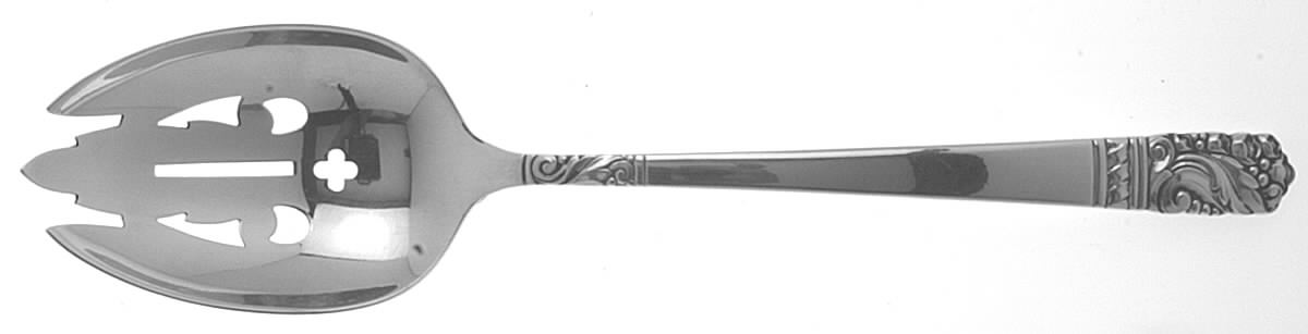 Mansion House (Sterling, 1948, Bright Finish) Pierced Tablespoon (Serving Spoon) by Oneida Silver-1