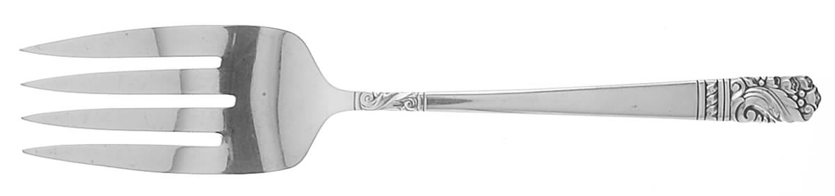 Mansion House (Sterling, 1948, Bright Finish) Medium Solid Cold Meat Serving Fork by Oneida Silver-1
