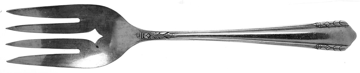 Malibu (Silverplate, 1934) Small Solid Cold Meat Serving Fork by Oneida Silver-1