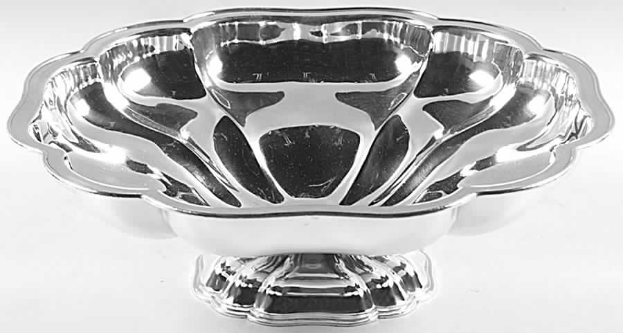 Melon-Plain (Silverplate, Hollowware) Footed Plated Round Centerpiece by Oneida Silver-1