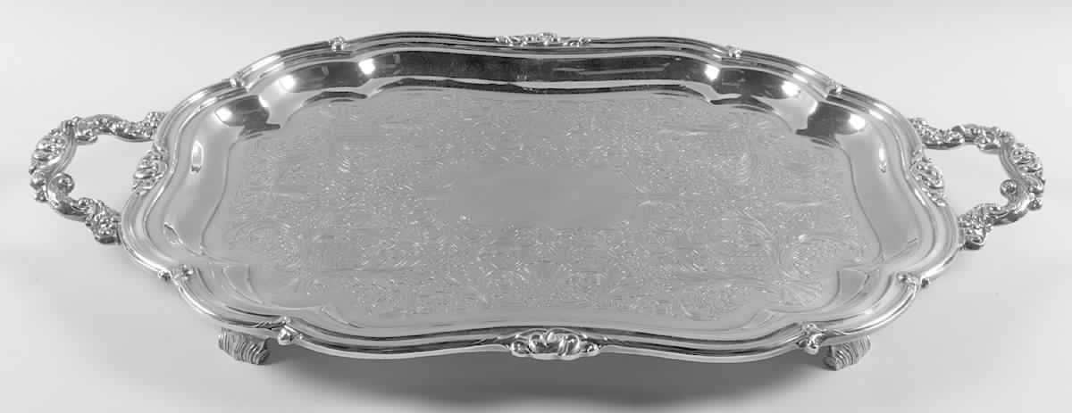 Melon-Plain (Silverplate, Hollowware) Medium Footed Waiter Tray by Oneida Silver-1