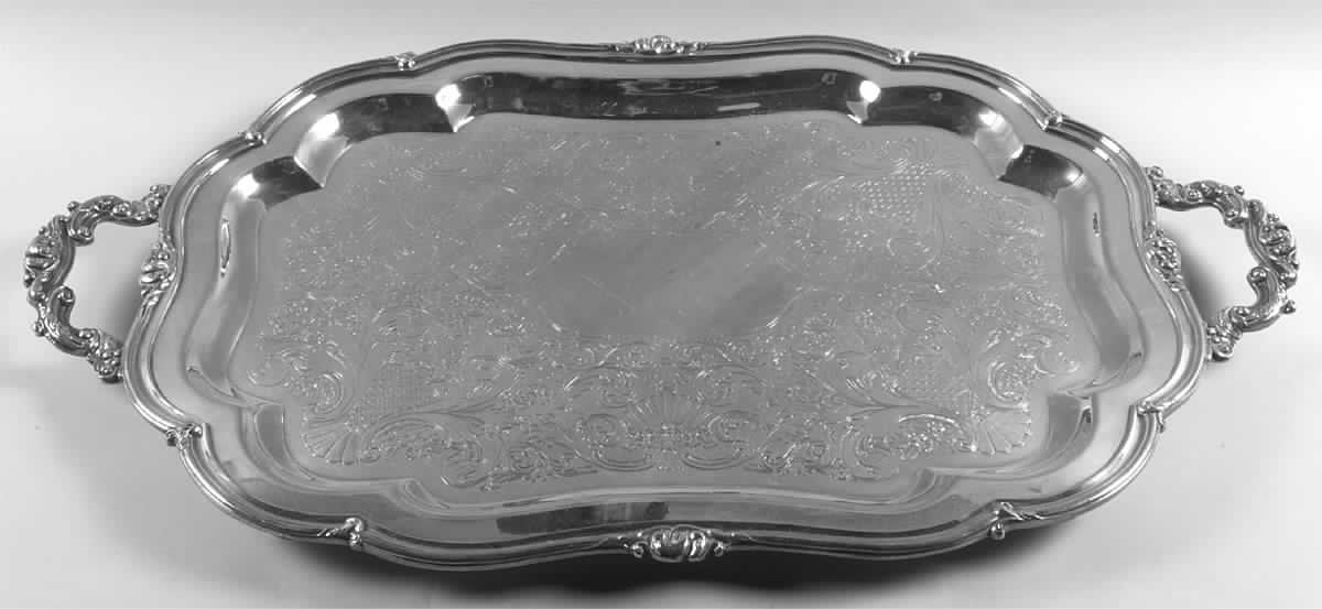 Melon-Plain (Silverplate, Hollowware) Large Footed Waiter Tray by Oneida Silver-1