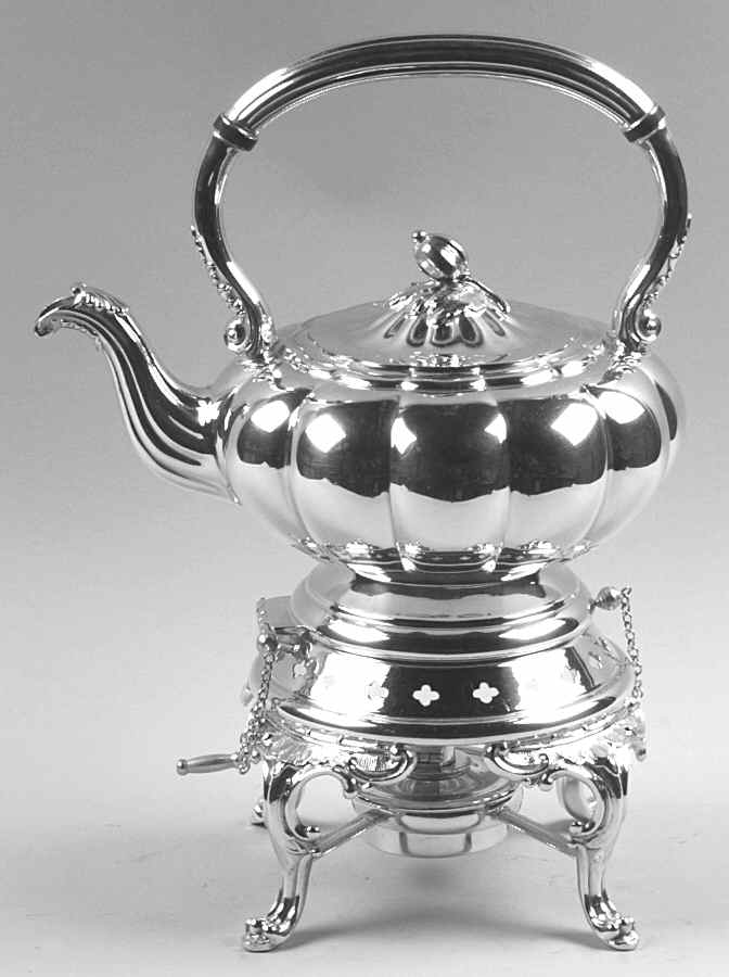 Melon-Plain (Silverplate, Hollowware) Kettle, Stand & Burner by Oneida Silver-1
