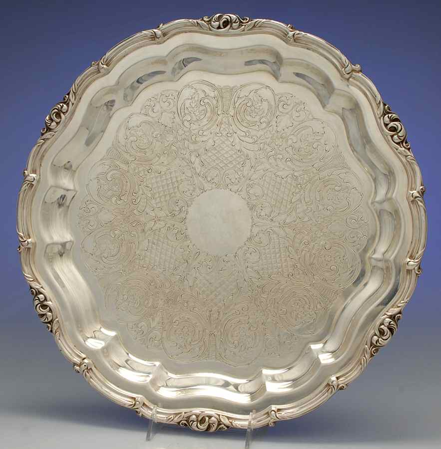 Melon-Plain (Silverplate, Hollowware) Medium Round Silverplate Tray by Oneida Silver-1