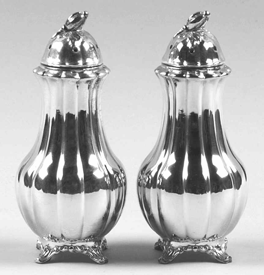 Melon-Plain (Silverplate, Hollowware) Salt & Pepper Set by Oneida Silver-1