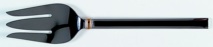Midnight (Stainless, Black Hld, Gold) Large Solid Cold Meat Serving Fork by Oneida Silver-1