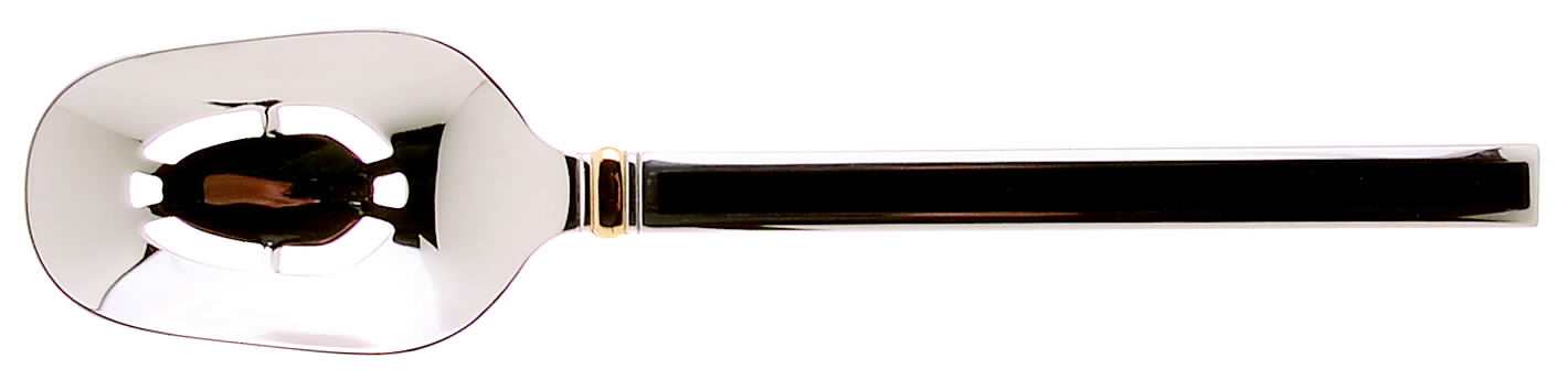 Midnight (Stainless, Black Hld, Gold) Pierced Tablespoon (Serving Spoon) by Oneida Silver-1