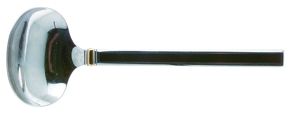 Midnight (Stainless, Black Hld, Gold) Solid Gravy Ladle by Oneida Silver-1