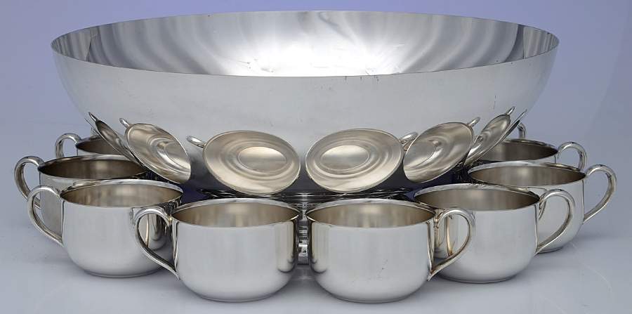 Silverplate Hollowware Punch Set (Bowl and 12 Cups) by Oneida Silver-1