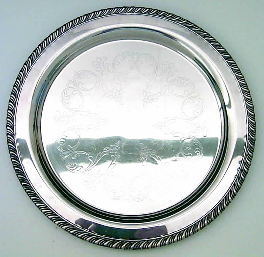 Silverplate Hollowware Round Silverplate Tray by Oneida Silver-1