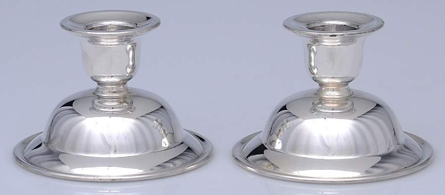Silverplate Hollowware Pair of 2" Console Candleholders by Oneida Silver-1