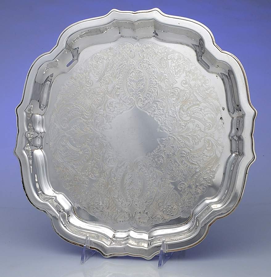 Silverplate Hollowware 12" Round Tray by Oneida Silver-1