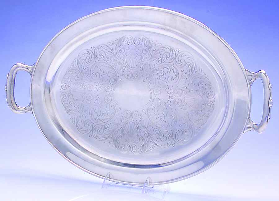 Silverplate Hollowware Large Silverplate Waiter Tray by Oneida Silver-1