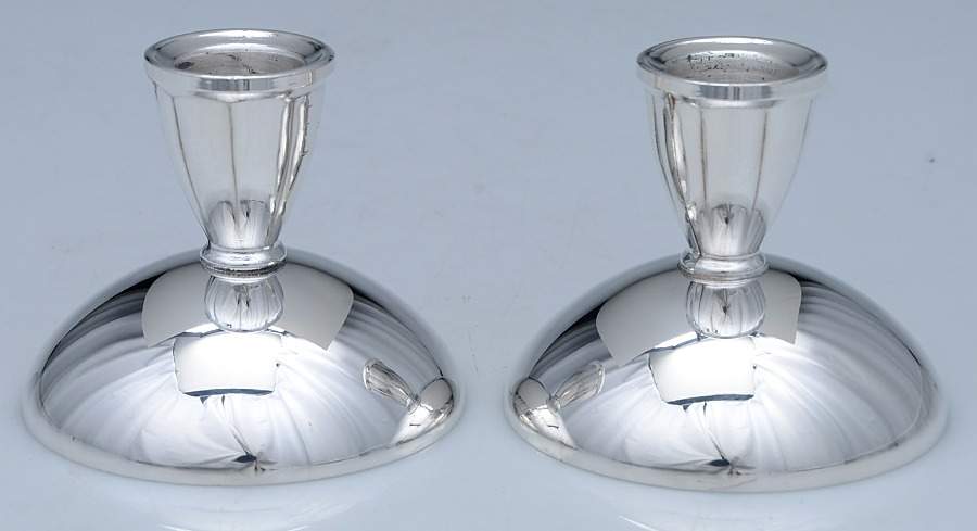 Silverplate Hollowware Pair of 2" Console Candleholders by Oneida Silver-1